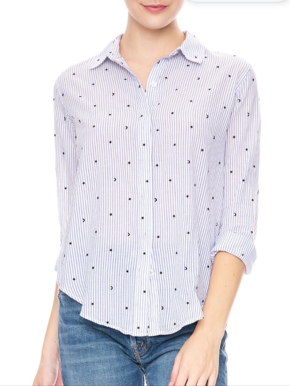 Rails Taylor Flocked Moon And Stars Striped Button Down Shirt ⭐